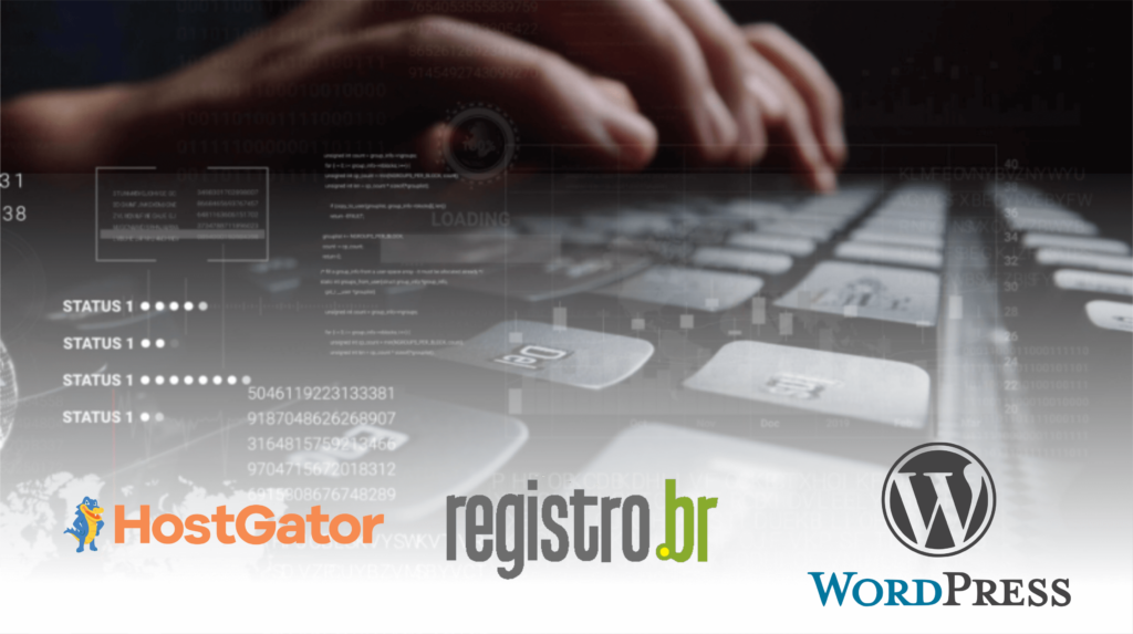 Imagem de mãos digitando um teclado de computador comprando domínio e hospedagem