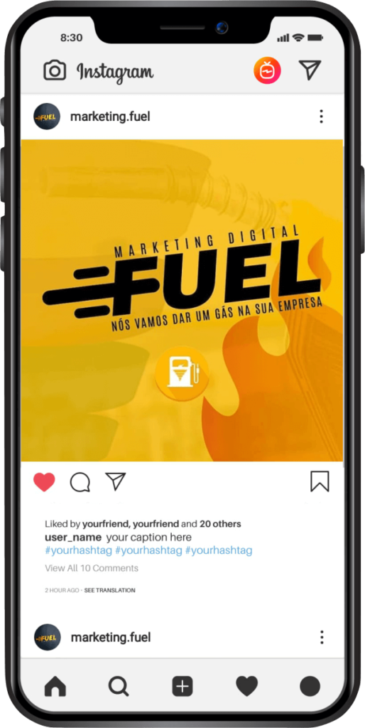 Logo do Marketing fuel aparecendo no celular